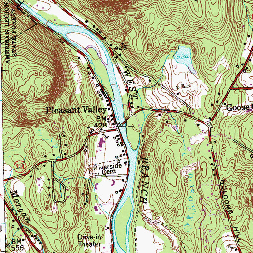 Topographic Map of Pleasant Valley, CT