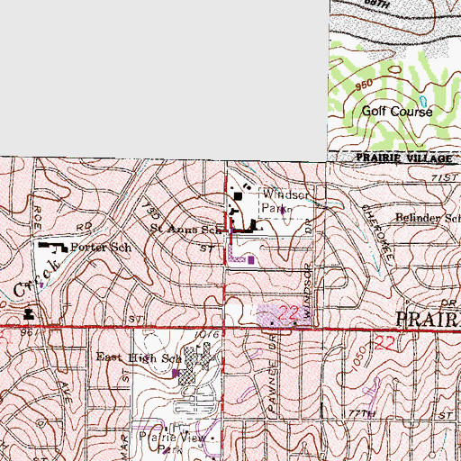 Topographic Map of Saint Ann Catholic Church, KS