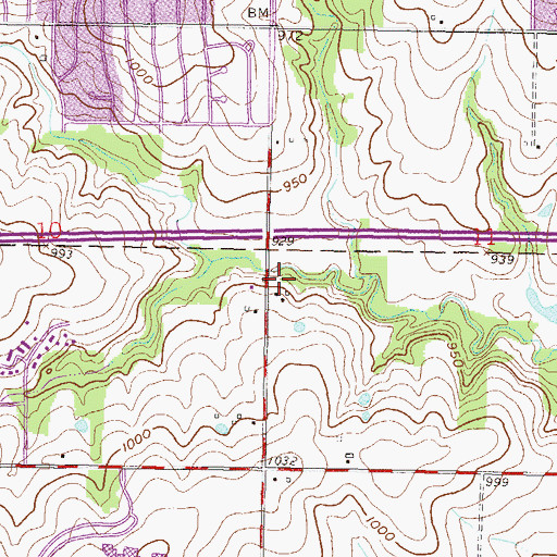 Topographic Map of Saint Cyrils Church, KS