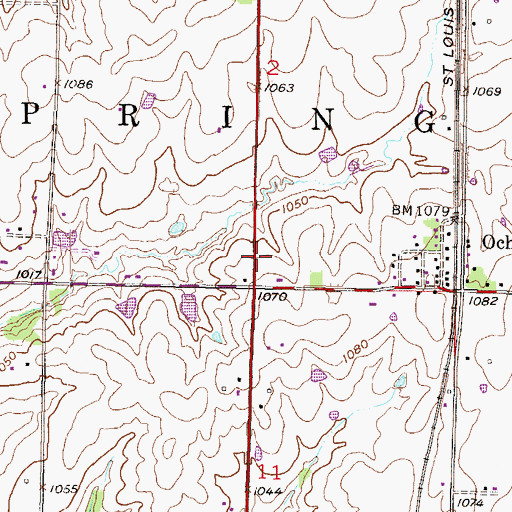 Topographic Map of Ocheltree Baptist Church, KS