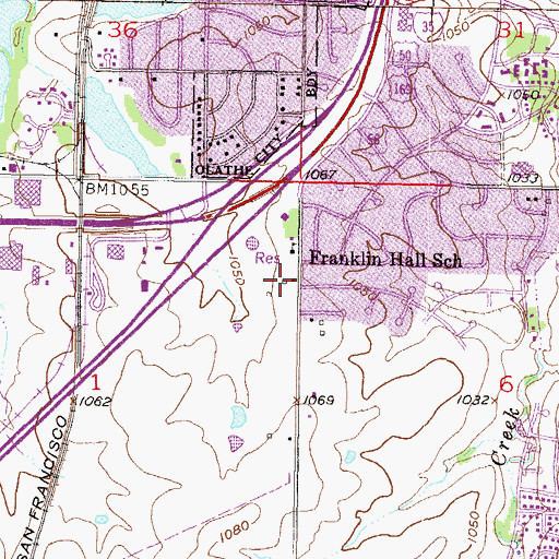 Topographic Map of Olathe Christian Church, KS