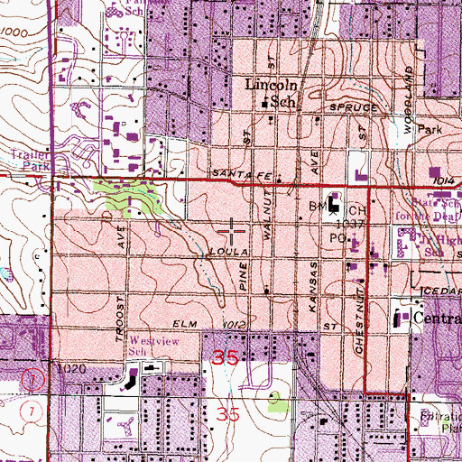 Topographic Map of Olathe Church of Christ, KS