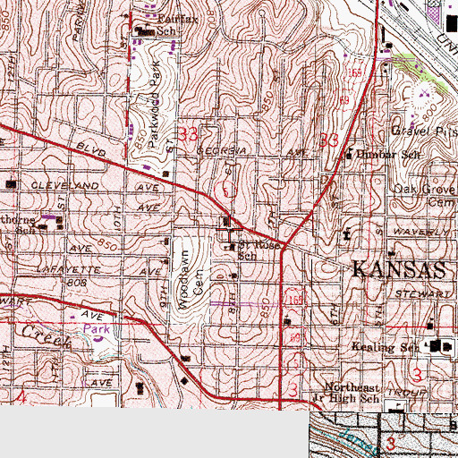 Topographic Map of Our Lady and Saint Rose Catholic Church, KS