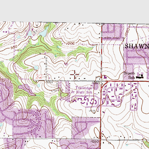 Topographic Map of Overland Park Bible Chapel, KS
