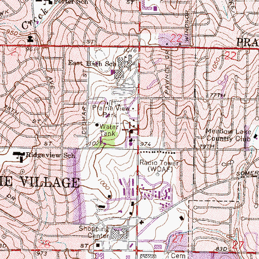 Topographic Map of Mission Road Bible Church, KS