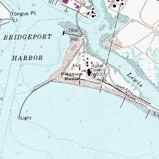 Topographic Map of Pleasure Beach, CT
