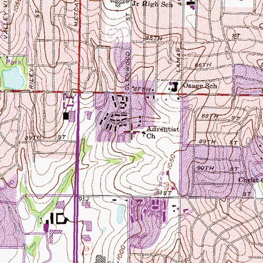 Topographic Map of Kansas Korean Mission Church, KS