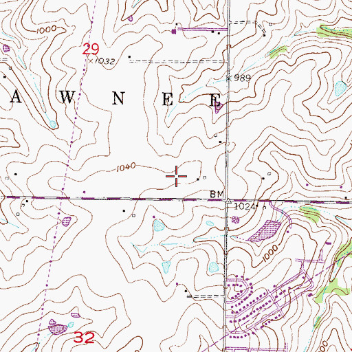 Topographic Map of Lenexa Baptist Church, KS