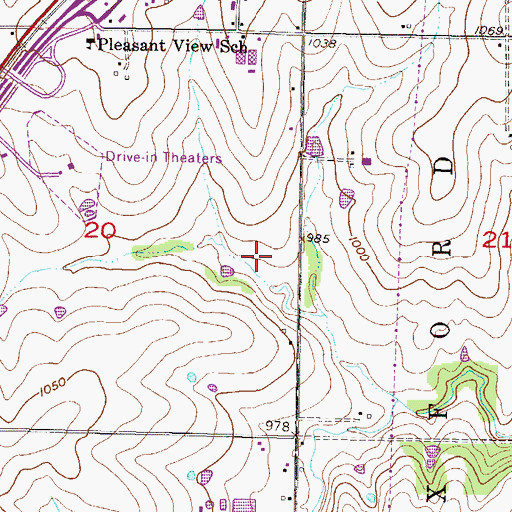 Topographic Map of Indian Creek Community Church, KS