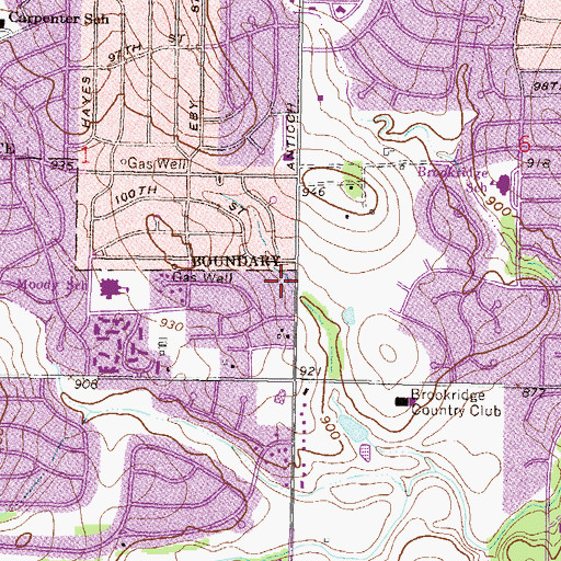 Topographic Map of Johnson County Christian Church, KS