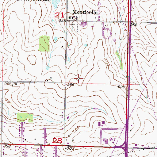 Topographic Map of Mill Creek Community Church, KS