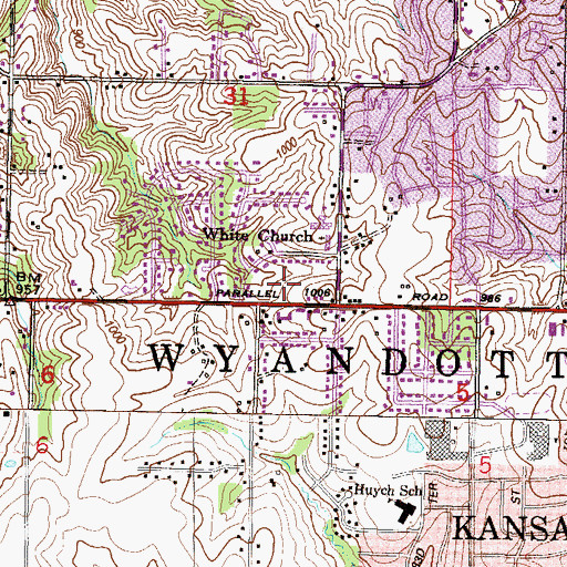 Topographic Map of Grandview Christian Church, KS