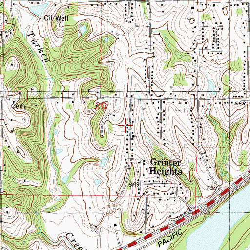 Topographic Map of Grinter Heights Baptist Church, KS