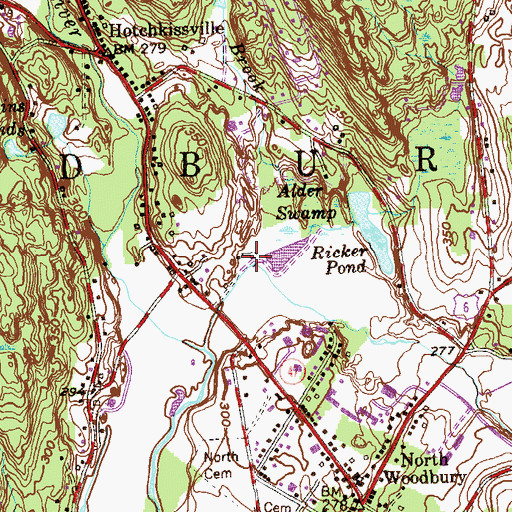 Topographic Map of Plumb Brook, CT