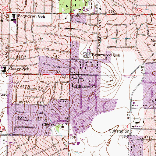 Topographic Map of Hillcrest Covenant Church, KS