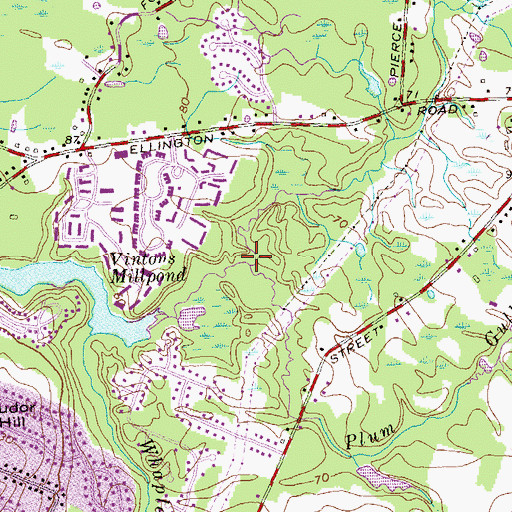 Topographic Map of Plum Gulley Brook, CT