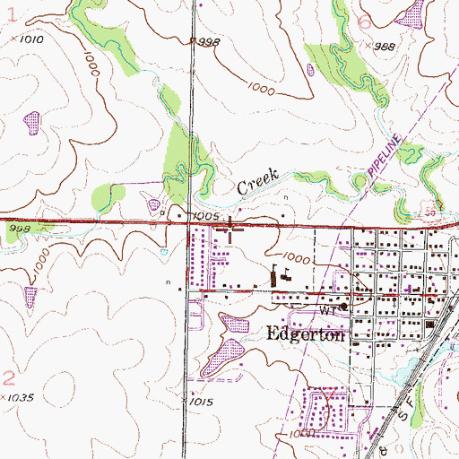 Topographic Map of Edgerton Southern Baptist Church, KS