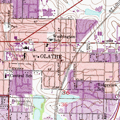 Topographic Map of Evangelistic Center, KS