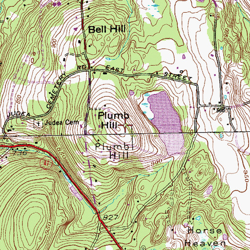 Topographic Map of Plumb Hill, CT