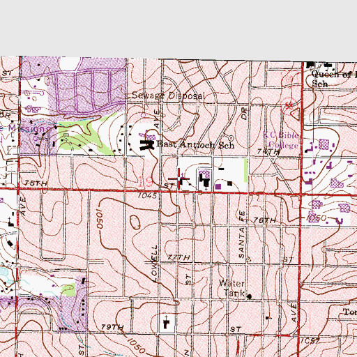 Topographic Map of Overland Park First Assembly of God, KS