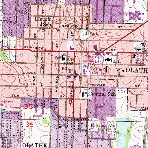 Topographic Map of First Christian Church Olathe, KS