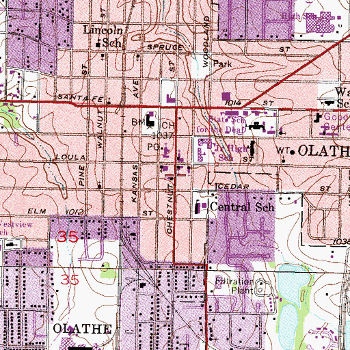 Topographic Map of First Christian Church, KS