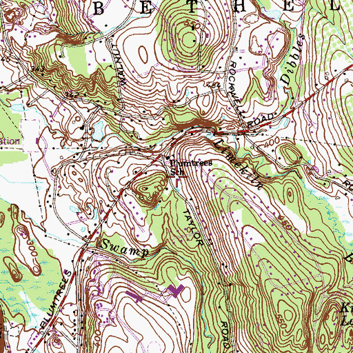 Topographic Map of Plumtrees School, CT
