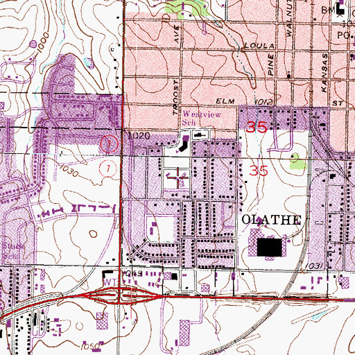 Topographic Map of First Presbyterian Church, KS