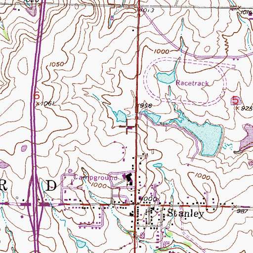 Topographic Map of Community Church Stanley Kansas, KS