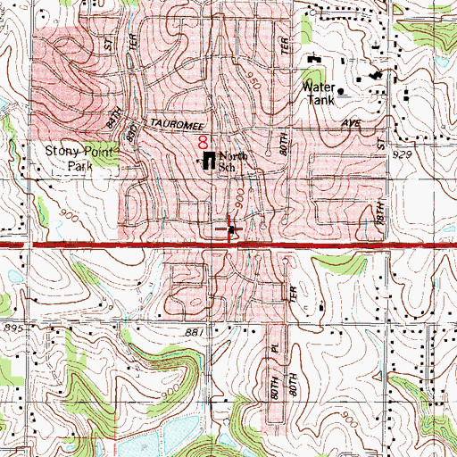 Topographic Map of Daybreak Community Church, KS