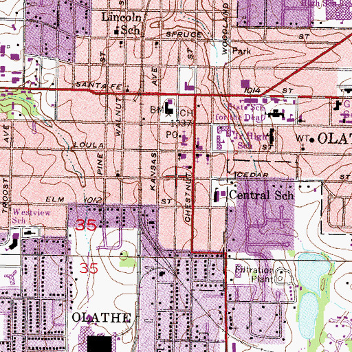 Topographic Map of Calvary Baptist Church, KS