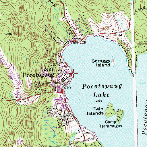 Topographic Map of Lake Pocotopaug, CT
