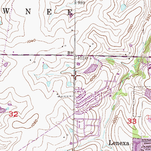 Topographic Map of Cedar Ridge Christian Church, KS