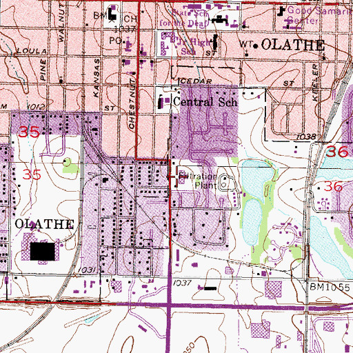 Topographic Map of Center of Grace, KS