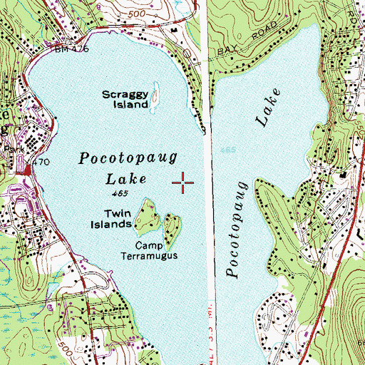Topographic Map of Pocotopaug Lake, CT