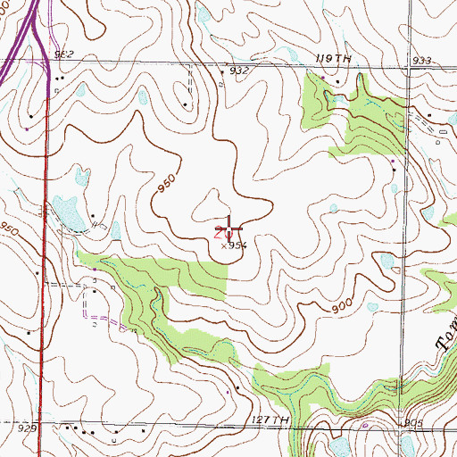 Topographic Map of Blue Valley Christian Church, KS
