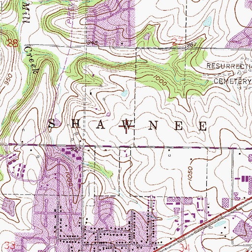 Topographic Map of Church of Christ, KS