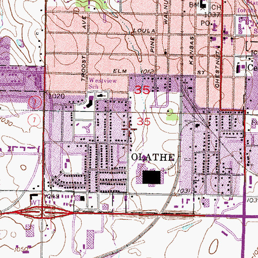 Topographic Map of Church of God Holiness, KS