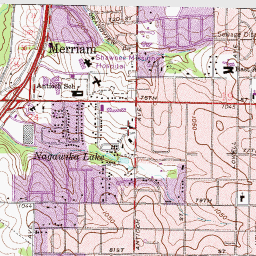 Topographic Map of Antioch Church of the Nazarene, KS