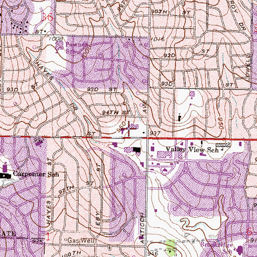 Topographic Map of Valley View Shopping Center, KS
