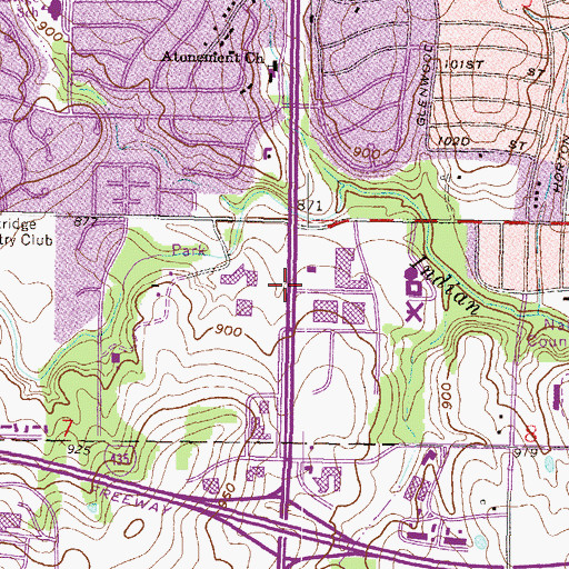 Topographic Map of Indian Creek Shopping Center, KS