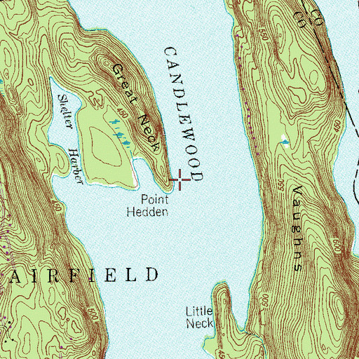 Topographic Map of Point Hedden, CT