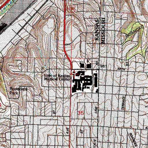 Topographic Map of University of Kansas Medical Center, KS