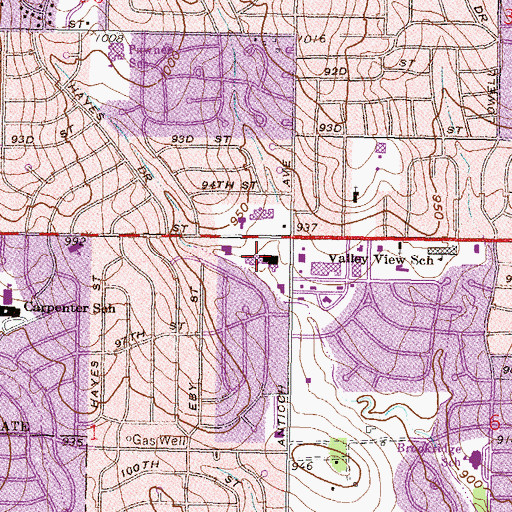Topographic Map of Cherokee Hills Shopping Center, KS