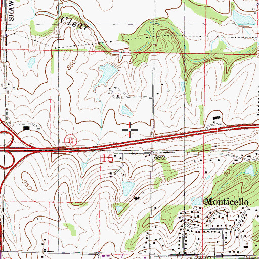 Topographic Map of Monticello Post Office, KS