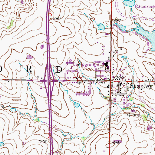 Topographic Map of Overland Park Post Office Stanley Branch, KS