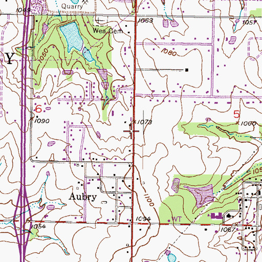 Topographic Map of Aubry Animal Clinic, KS
