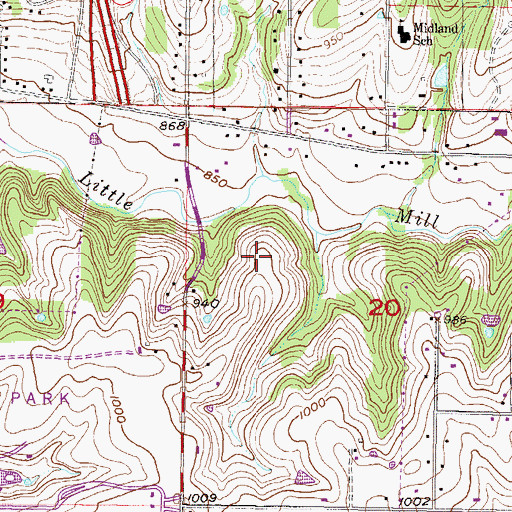 Topographic Map of Cedar Ridge Hospital, KS