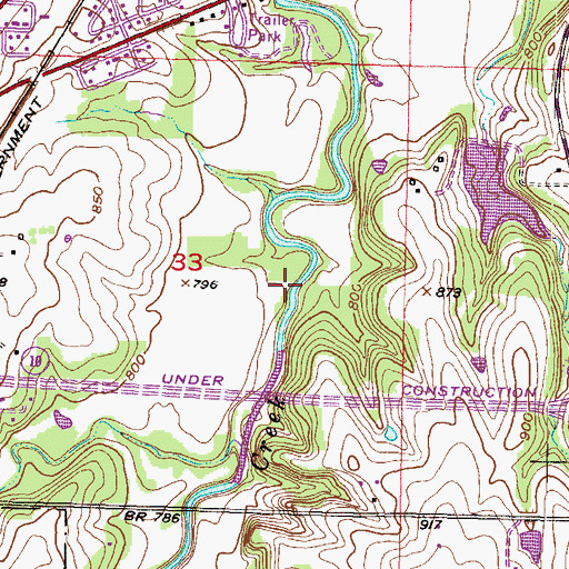 Topographic Map of Kill Creek Streamway Trail, KS