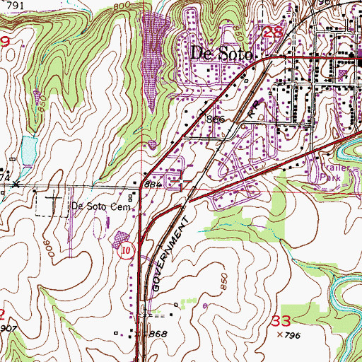 Topographic Map of De Soto Railroad Bridge, KS